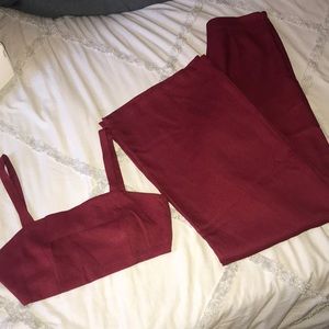 Red jump suit from Fashion Nova